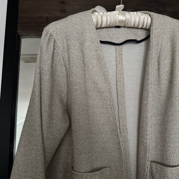 J.Crew 365 Boucle Cream Open Front Blazer, Size Large - Picture 2 of 11